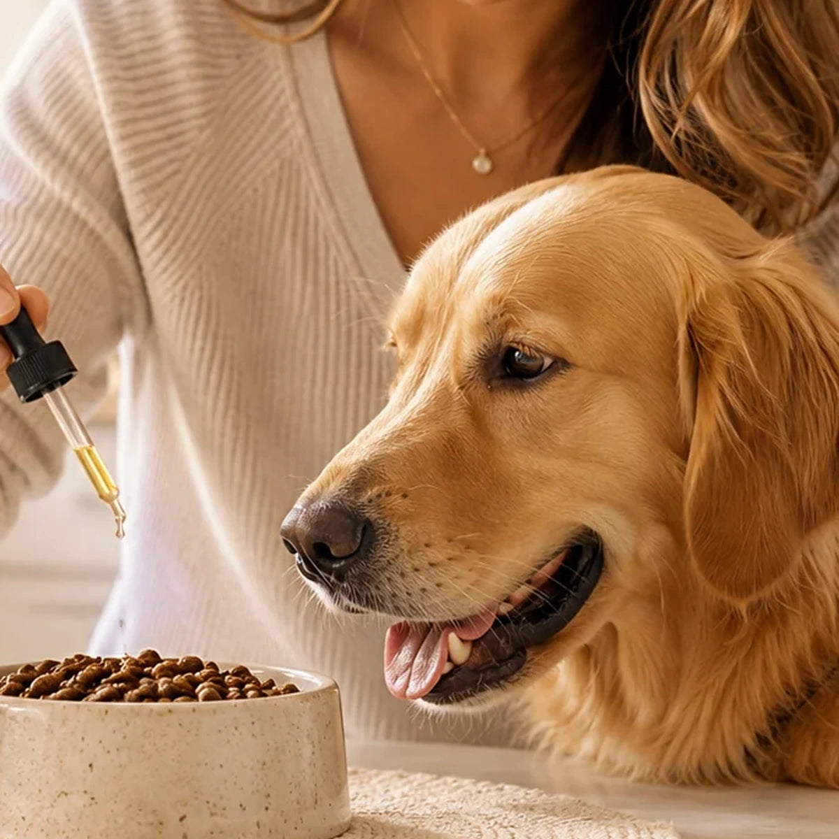 Drops added to a dog bowl